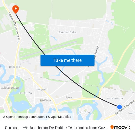 Cornisor to Academia De Politie ""Alexandru Ioan Cuza"" map