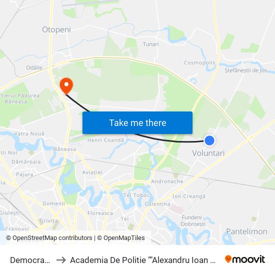 Democratiei to Academia De Politie ""Alexandru Ioan Cuza"" map