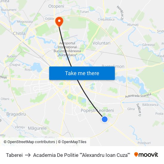 Taberei to Academia De Politie ""Alexandru Ioan Cuza"" map