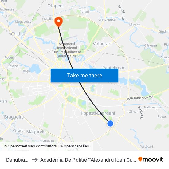 Danubiana to Academia De Politie ""Alexandru Ioan Cuza"" map
