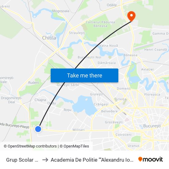 Grup Scolar Auto to Academia De Politie ""Alexandru Ioan Cuza"" map