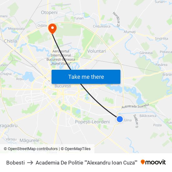 Bobesti to Academia De Politie ""Alexandru Ioan Cuza"" map