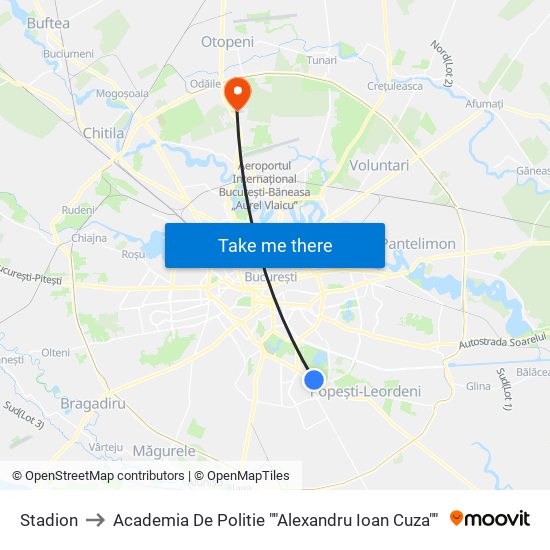 Stadion to Academia De Politie ""Alexandru Ioan Cuza"" map