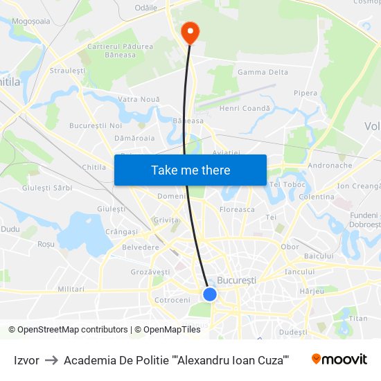 Izvor to Academia De Politie ""Alexandru Ioan Cuza"" map