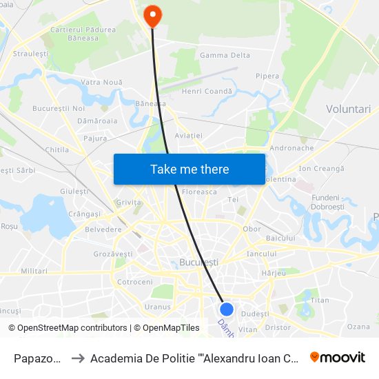Papazoglu to Academia De Politie ""Alexandru Ioan Cuza"" map