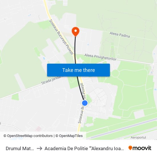 Drumul Matasii to Academia De Politie ""Alexandru Ioan Cuza"" map