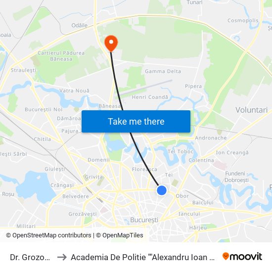 Dr. Grozovici to Academia De Politie ""Alexandru Ioan Cuza"" map