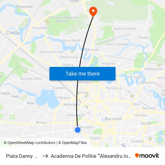 Piata Danny Huwe to Academia De Politie ""Alexandru Ioan Cuza"" map