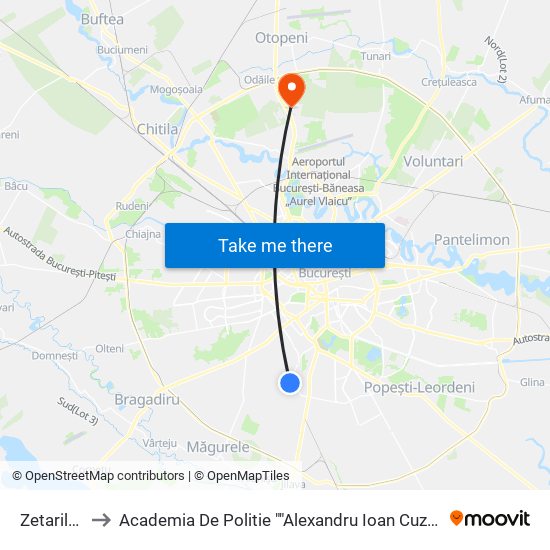 Zetarilor to Academia De Politie ""Alexandru Ioan Cuza"" map