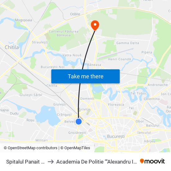 Spitalul Panait Sarbu to Academia De Politie ""Alexandru Ioan Cuza"" map