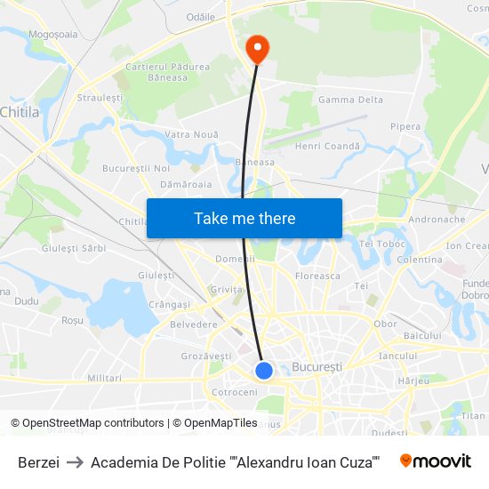 Berzei to Academia De Politie ""Alexandru Ioan Cuza"" map