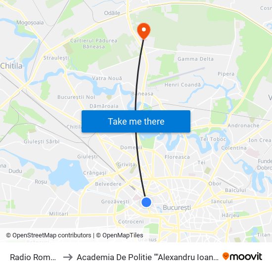 Radio Romania to Academia De Politie ""Alexandru Ioan Cuza"" map