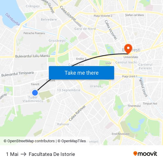 1 Mai to Facultatea De Istorie map