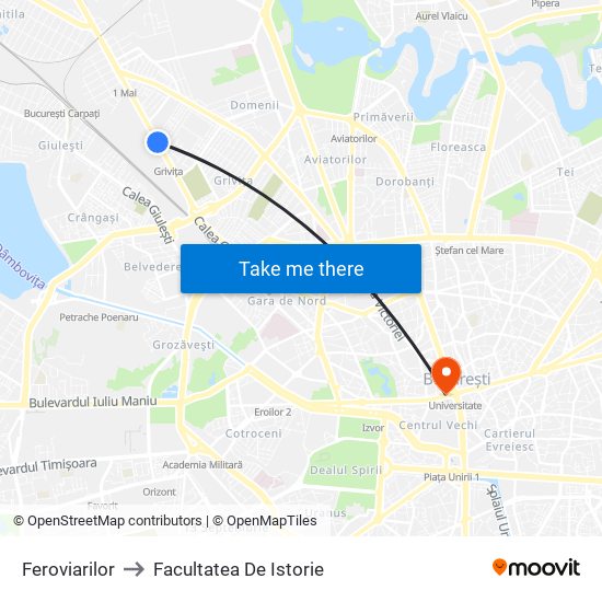 Feroviarilor to Facultatea De Istorie map