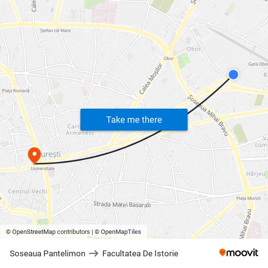 Soseaua Pantelimon to Facultatea De Istorie map