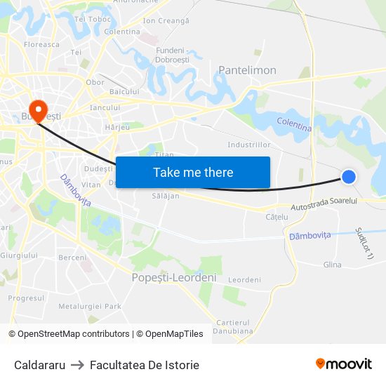 Caldararu to Facultatea De Istorie map