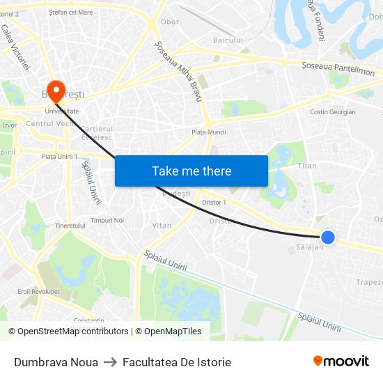 Dumbrava Noua to Facultatea De Istorie map