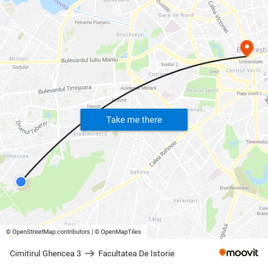 Cimitirul Ghencea 3 to Facultatea De Istorie map