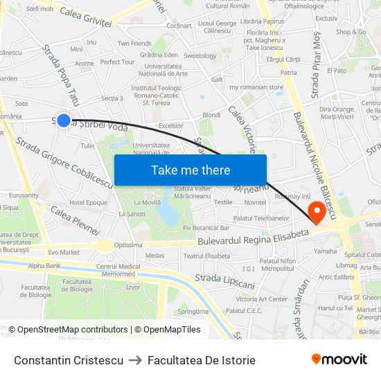 Constantin Cristescu to Facultatea De Istorie map