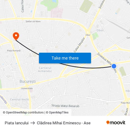 Piata Iancului to Clădirea Mihai Eminescu - Ase map