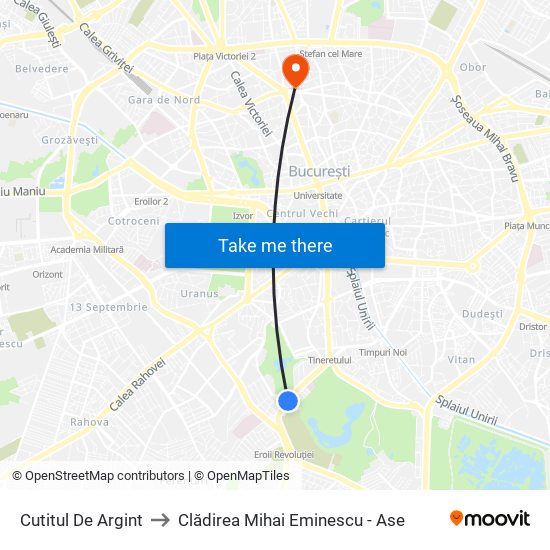 Cutitul De Argint to Clădirea Mihai Eminescu - Ase map