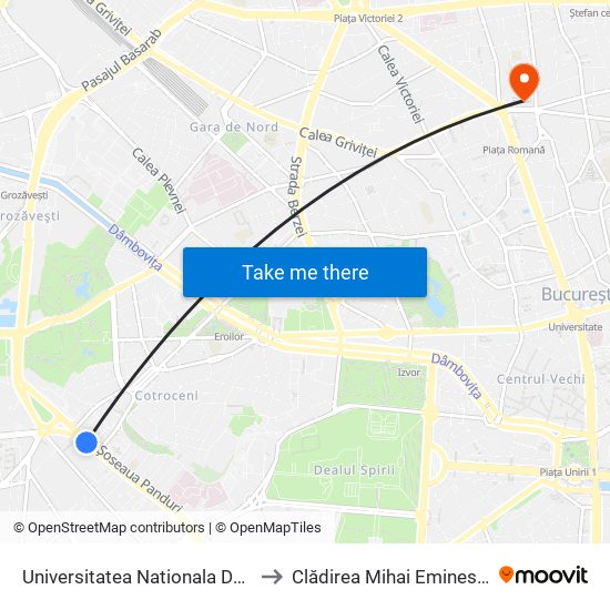 Universitatea Nationala De Aparare to Clădirea Mihai Eminescu - Ase map