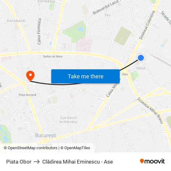 Piata Obor to Clădirea Mihai Eminescu - Ase map