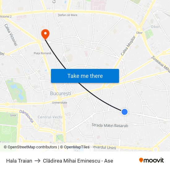Hala Traian to Clădirea Mihai Eminescu - Ase map