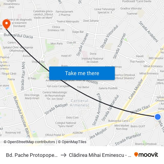 Bd. Pache Protopopescu to Clădirea Mihai Eminescu - Ase map