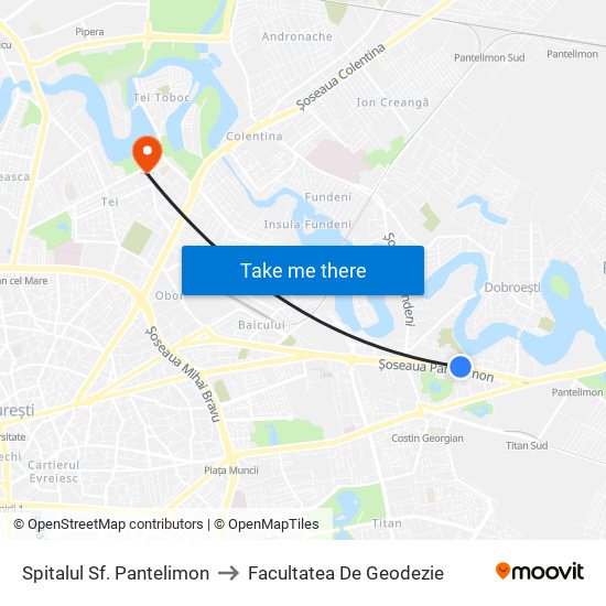 Spitalul Sf. Pantelimon to Facultatea De Geodezie map