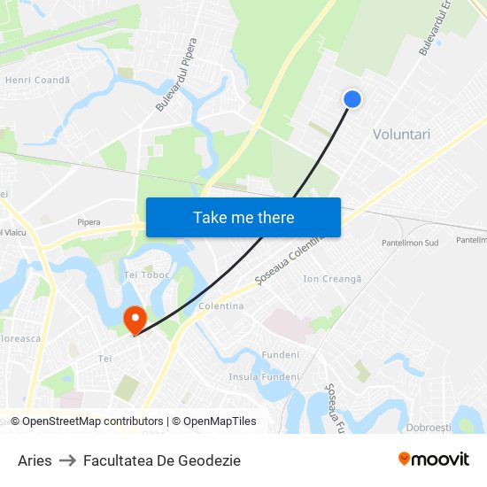 Aries to Facultatea De Geodezie map