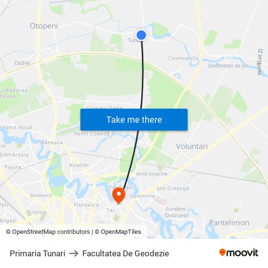 Primaria Tunari to Facultatea De Geodezie map