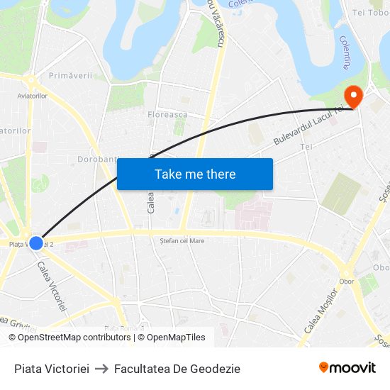Piata Victoriei to Facultatea De Geodezie map