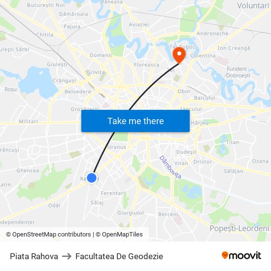 Piata Rahova to Facultatea De Geodezie map