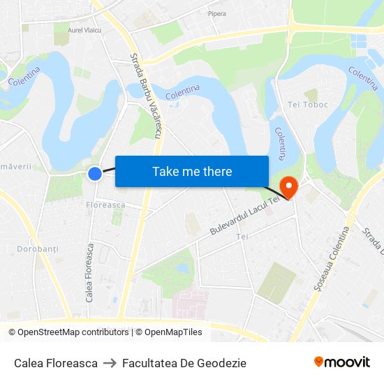 Calea Floreasca to Facultatea De Geodezie map