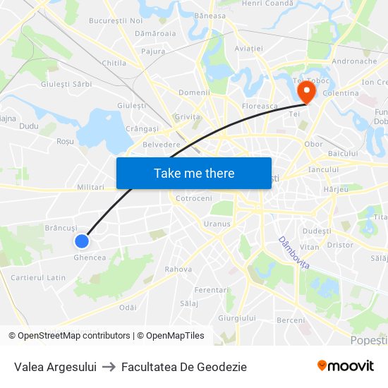 Valea Argesului to Facultatea De Geodezie map