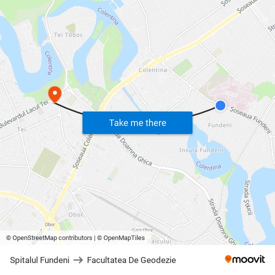 Spitalul Fundeni to Facultatea De Geodezie map