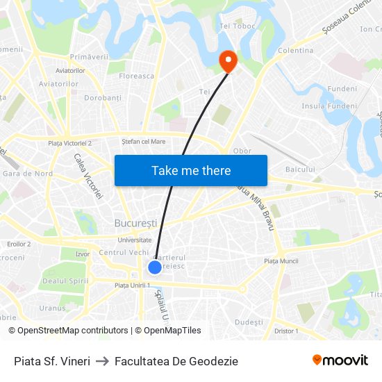 Piata Sf. Vineri to Facultatea De Geodezie map