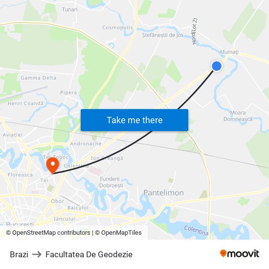 Brazi to Facultatea De Geodezie map