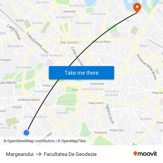 Margeanului to Facultatea De Geodezie map