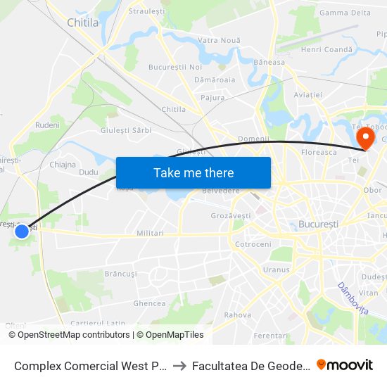 Complex Comercial West Park to Facultatea De Geodezie map