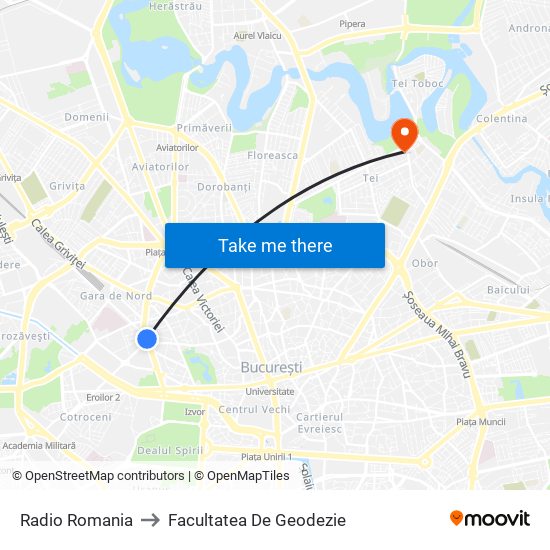 Radio Romania to Facultatea De Geodezie map