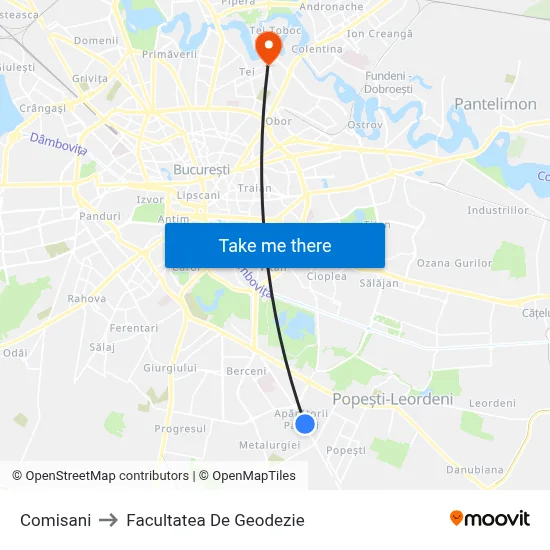 Comisani to Facultatea De Geodezie map