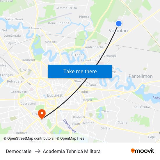 Democratiei to Academia Tehnică Militară map
