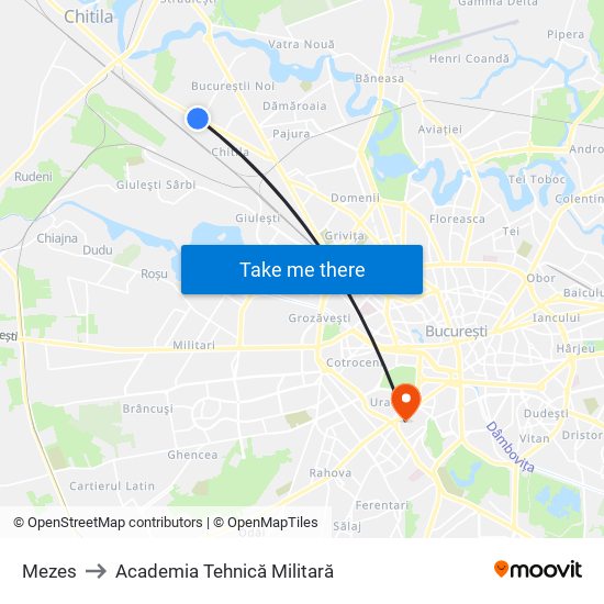 Mezes to Academia Tehnică Militară map