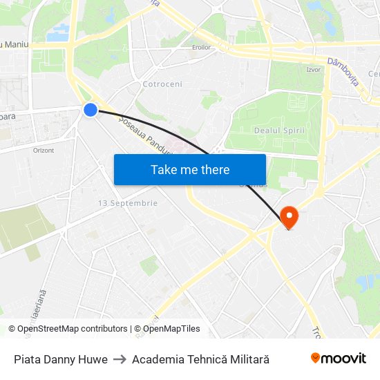 Piata Danny Huwe to Academia Tehnică Militară map