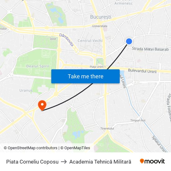 Piata Corneliu Coposu to Academia Tehnică Militară map