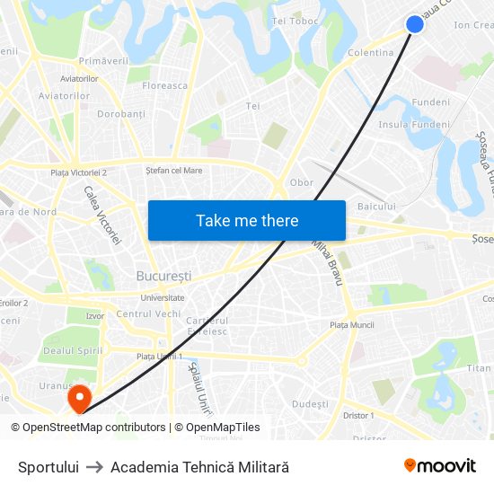 Sportului to Academia Tehnică Militară map