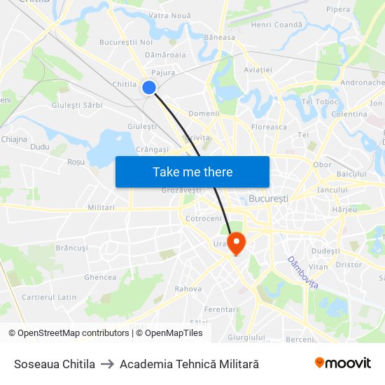 Soseaua Chitila to Academia Tehnică Militară map