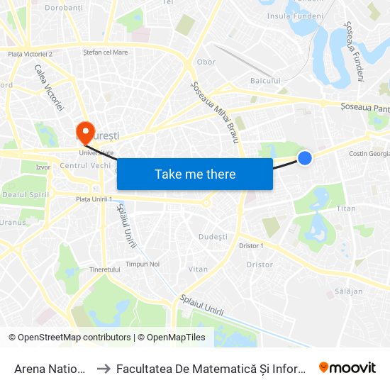 Arena Nationala to Facultatea De Matematică Și Informatică map